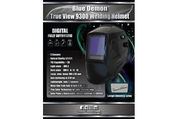 BLUE DEMON TRUE VIEW 9300 WELDING HELMET