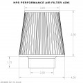 HPS Performance Air Filter 2.5" ID, 4.5" Base, 3.5" Top, 7.25" Overall Length HPS Performance Air Filter 2.5" ID, 4.5" Base, 3.5" Top, 7.25" Overall Length