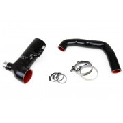 HPS BLACK REINFORCED SILICONE POST MAF AIR INTAKE HOSE + SOUND TUBE 2PC KIT FOR SCION 13-15 FRS