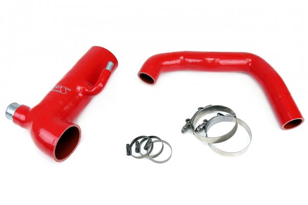 HPS RED REINFORCED SILICONE POST MAF AIR INTAKE HOSE + SOUND TUBE 2PC KIT FOR SUBARU 13-15 BRZ