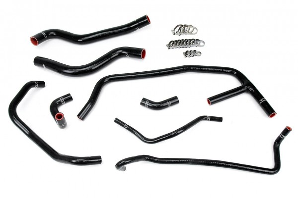 HPS BLACK REINFORCED SILICONE RADIATOR AND HEATER HOSE KIT COOLANT FOR FORD 2015 MUSTANG ECOBOOST 2.3L TURBO