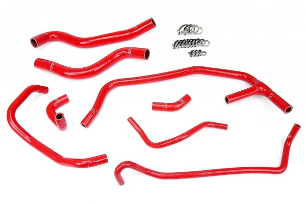 HPS RED REINFORCED SILICONE RADIATOR AND HEATER HOSE KIT COOLANT FOR FORD 2015 MUSTANG ECOBOOST 2.3L TURBO