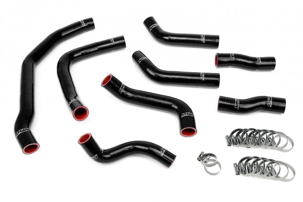 HPS BLACK REINFORCED SILICONE COOLANT HOSE COMPLETE KIT (8PC) FOR FRONT RADIATOR + REAR ENGINE FOR TOYOTA 90-99 MR2 3SGTE TURBO
