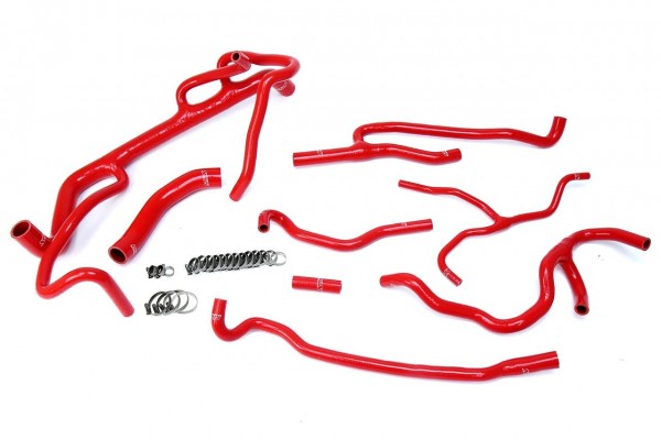HPS Red Reinforced Silicone Radiator + Heater Hose Kit Coolant for Chevy 16-17 Camaro SS Coupe 6.2L V8