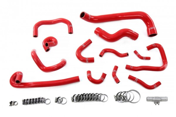 HPS Red Reinforced Silicone Radiator, Heater and Ancillary Hoses Kit Coolant for Nissan 95-98 Skyline GTR R33 RB26DETT Twin Turbo