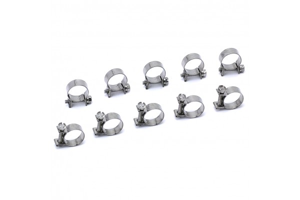 HPS SAE #13 Stainless Steel Fuel Injection Hose Clamps 10pc Pack 15/32" - 35/64" (12mm - 14mm)