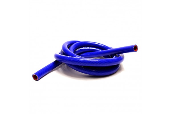 HPS 5/32" ID blue high temp reinforced silicone heater hose, Max Working Pressure 85 psi, Max Temperature Rating: 350F, Bend Radius: 3/4"