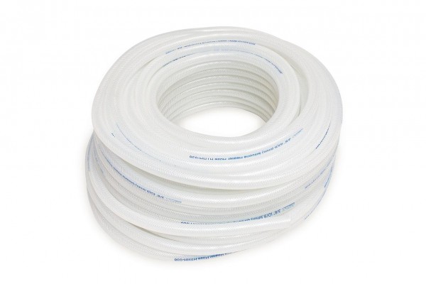 HPS 1" ID Clear high temp reinforced silicone heater hose 50 feet roll, Max Working Pressure 50 psi, Max Temperature Rating: 350F, Bend Radius: 4"