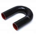 HPS HIGH TEMP 2.75" ID 4-PLY REINFORCED SILICONE 180 DEGREE U BEND ELBOW COUPLER HOSE BLACK (70MM ID)