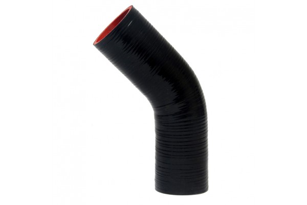 HPS HIGH TEMP 2-9/16" ID 4-PLY REINFORCED SILICONE 45 DEGREE ELBOW COUPLER HOSE BLACK (65MM ID)