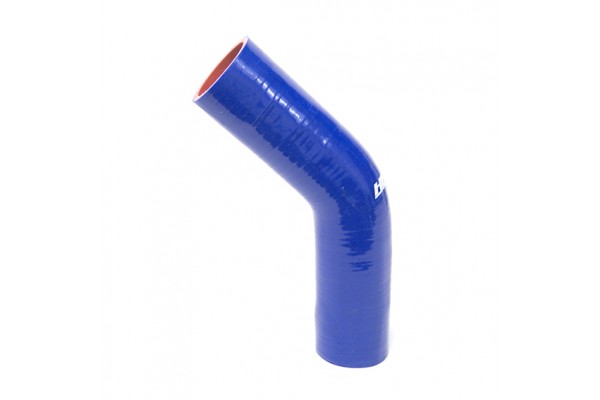 HPS HIGH TEMP 4" ID 4-PLY REINFORCED SILICONE 45 DEGREE ELBOW COUPLER HOSE BLUE (102MM ID)