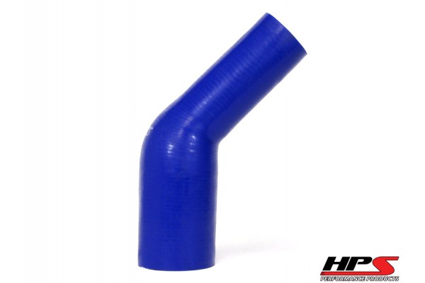 HPS 1.75" - 2.5" ID High Temp 4-ply Reinforced Silicone 45 Degree Elbow Reducer Hose Blue (45mm - 63mm ID)