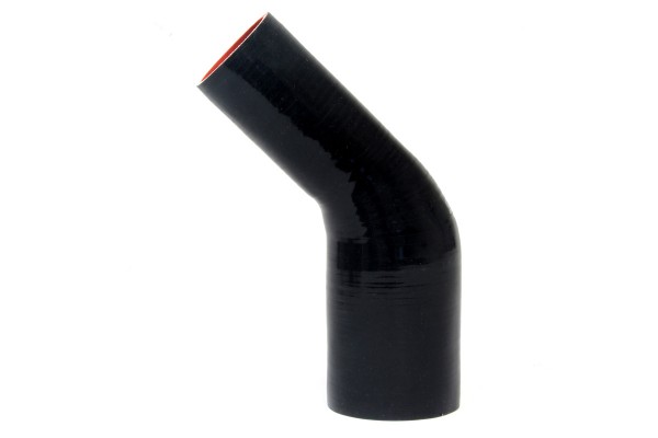 HPS 1.75" - 2.5" ID High Temp 4-ply Reinforced Silicone 45 Degree Elbow Reducer Hose Black (45mm - 63mm ID)