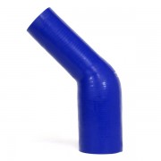 HPS HIGH TEMP 1" > 1-3/8" ID 4-PLY REINFORCED SILICONE 45 DEGREE ELBOW REDUCER HOSE BLUE (25MM > 35MM ID)