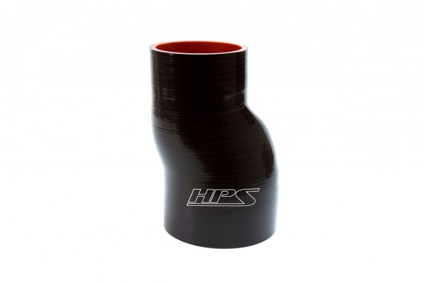 HPS 2.5" - 3" ID , 6" Long High Temp 4-ply Reinforced Silicone Offset Reducer Coupler Hose Black (63mm - 76mm ID , 152mm Length)