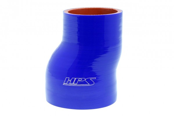 HPS 3" - 4" ID , 4" Long High Temp 4-ply Reinforced Silicone Offset Reducer Coupler Hose Blue (76mm - 102mm ID x 102mm Length)