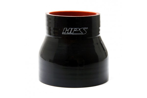 HPS 2-1/8" - 3" ID , 3" Long High Temp 4-ply Reinforced Silicone Reducer Coupler Hose Black (54mm - 76mm ID , 76mm Length)