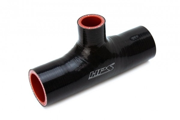 HPS 1.75" ID , 1" ID branch Black Silicone Coupler Coolant T Hose Tee Adapter
