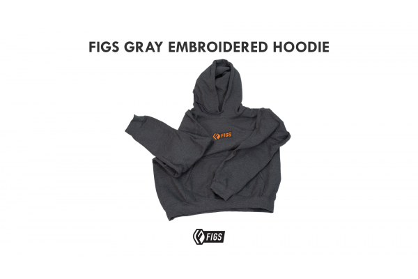 FIGS CENTER EMBROIDERED GRAY HOODIE FIGS CENTER EMBROIDERED GRAY HOODIE