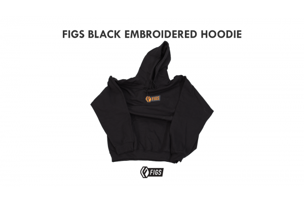 FIGS CENTER EMBROIDERED BLACK HOODIE FIGS CENTER EMBROIDERED BLACK HOODIE